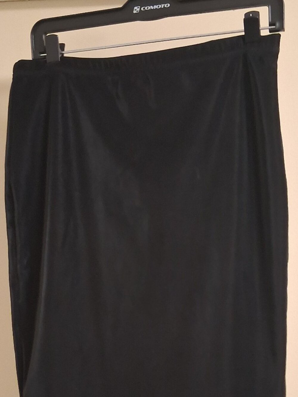 Naked Wardrobe Black faux leather midi skirt with back slit size XL NWOT